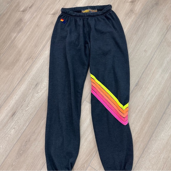 AVIATOR NATION bolt chevron sweatpants jogger in navy neon XS - Picture 3 of 8